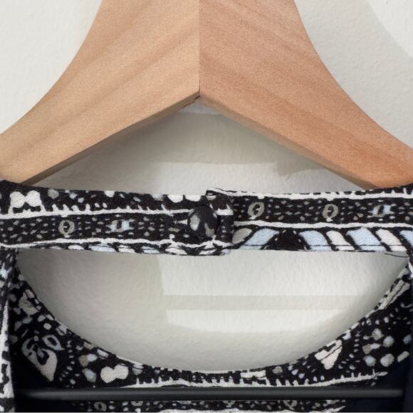 Free People Tegan Border Print Mini Dress Long Bell Sleeves Cutout V-Neck A-Line - Picture 10 of 13